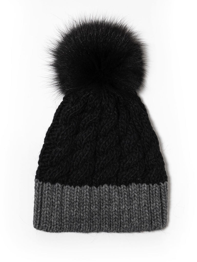 Cappellino con PonPon in Volpe Nero e Grigio - Elisabettapanerai