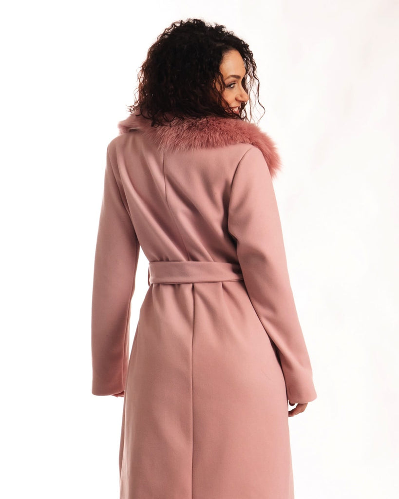 Cappotto con Cintura e Collo In Volpe Rosa - Elisabettapanerai