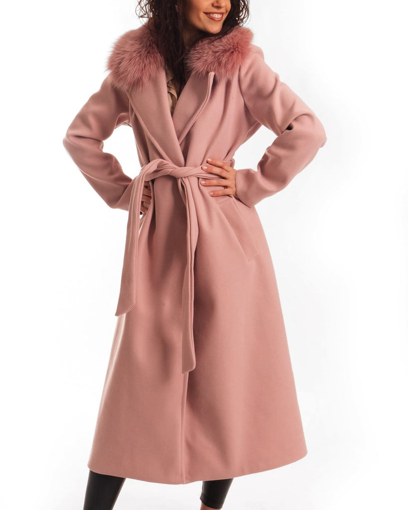 Cappotto con Cintura e Collo In Volpe Rosa - Elisabettapanerai