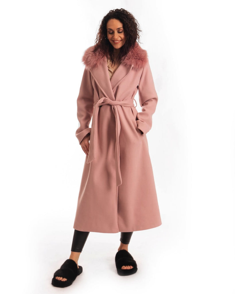 Cappotto con Cintura e Collo In Volpe Rosa - Elisabettapanerai