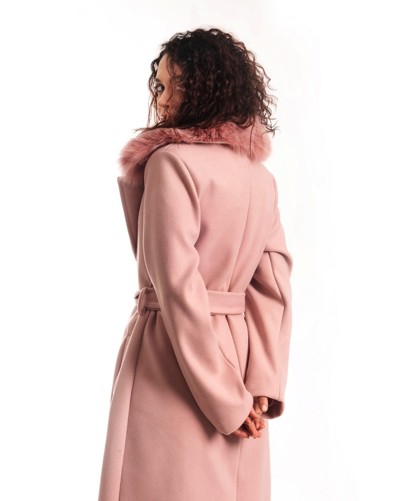 Cappotto con Cintura e Collo In Volpe Rosa - Elisabettapanerai