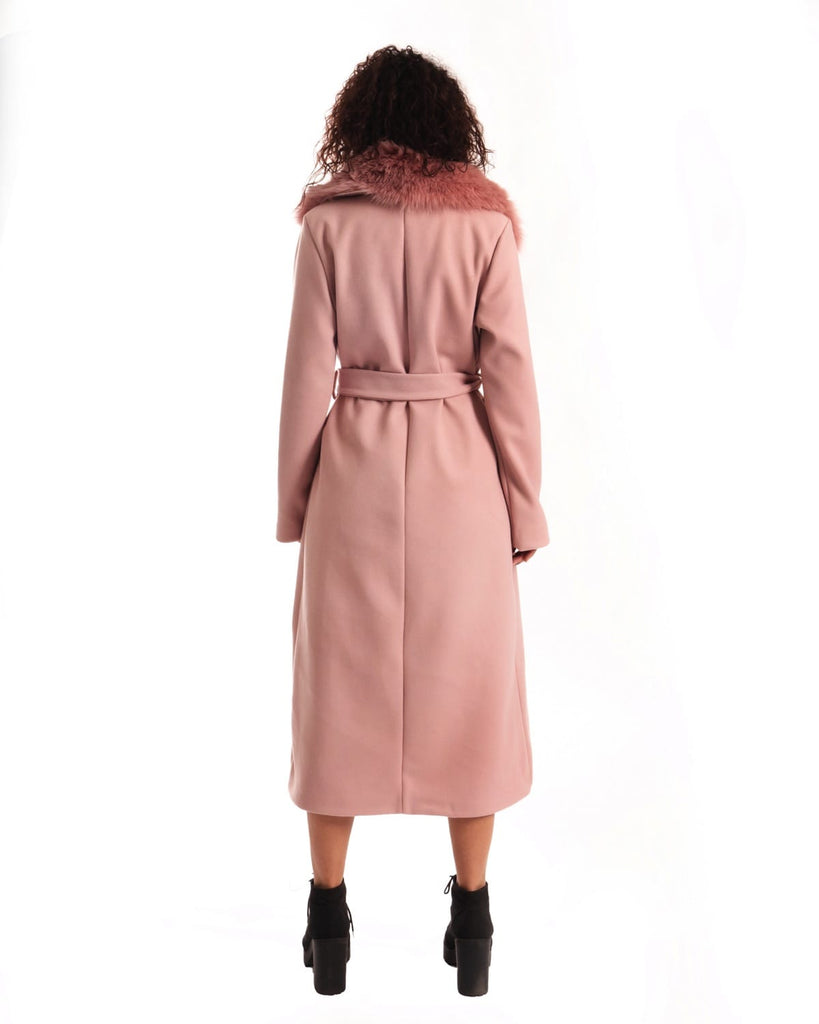 Cappotto con Cintura e Collo In Volpe Rosa - Elisabettapanerai