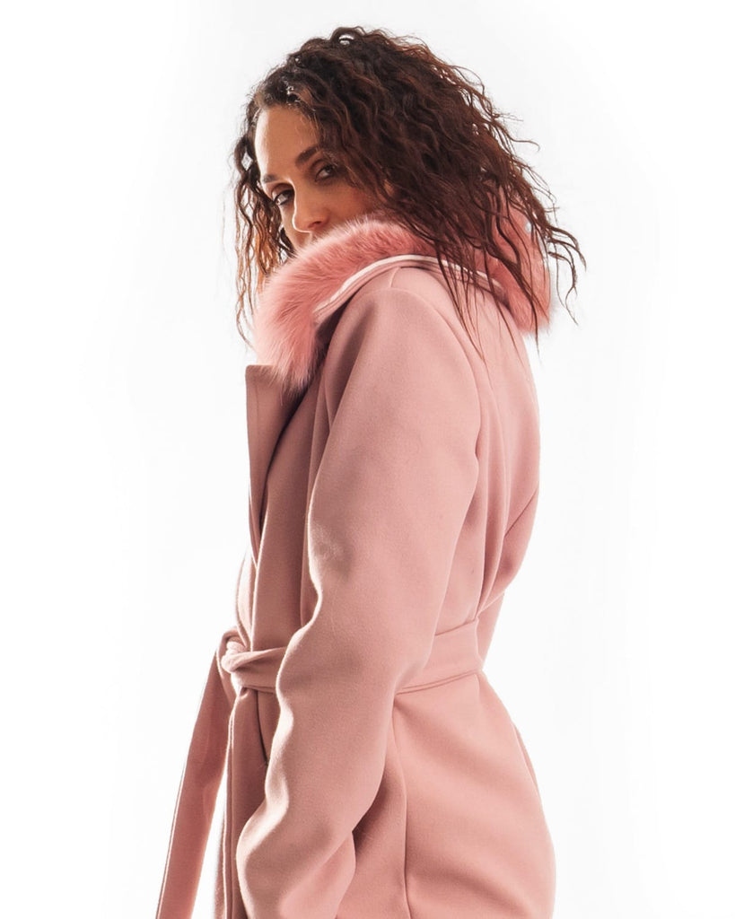 Cappotto con Cintura e Collo In Volpe Rosa - Elisabettapanerai