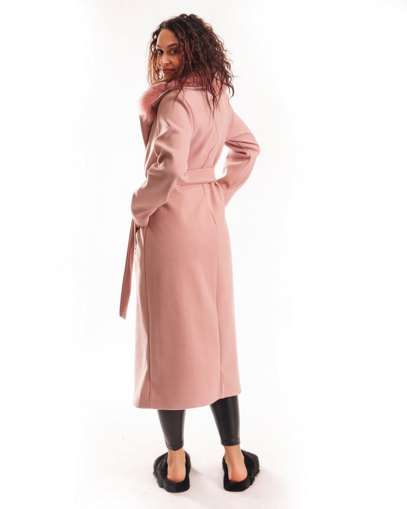 Cappotto con Cintura e Collo In Volpe Rosa - Elisabettapanerai