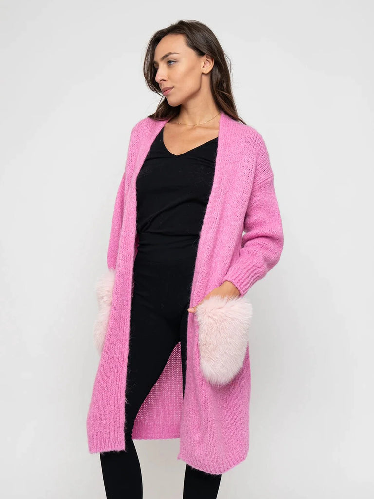 CARDIGAN - tasche in volpe rosa - Elisabettapanerai