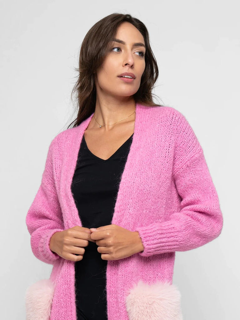 CARDIGAN - tasche in volpe rosa - Elisabettapanerai