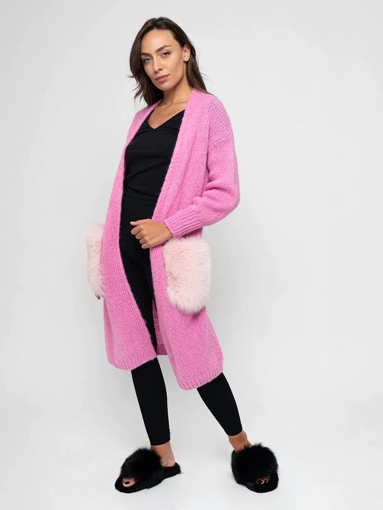 CARDIGAN - tasche in volpe rosa - Elisabettapanerai