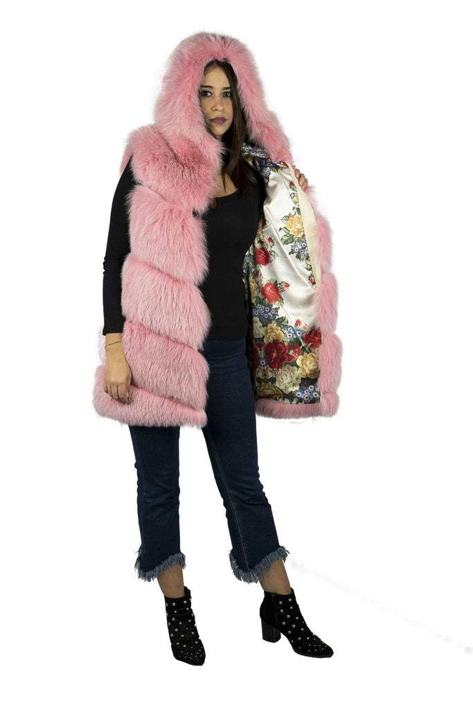 Gilet con cappuccio in Volpe Rosa - Elisabettapanerai