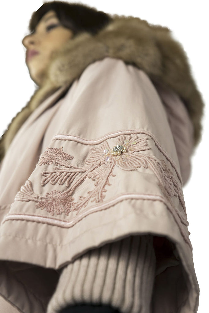 Parka con interno in Visone Rosa con Cappuccio e Bordo in Zibellino - Elisabettapanerai