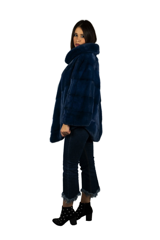 Poncho in Visone Blu Oceano - Elisabettapanerai