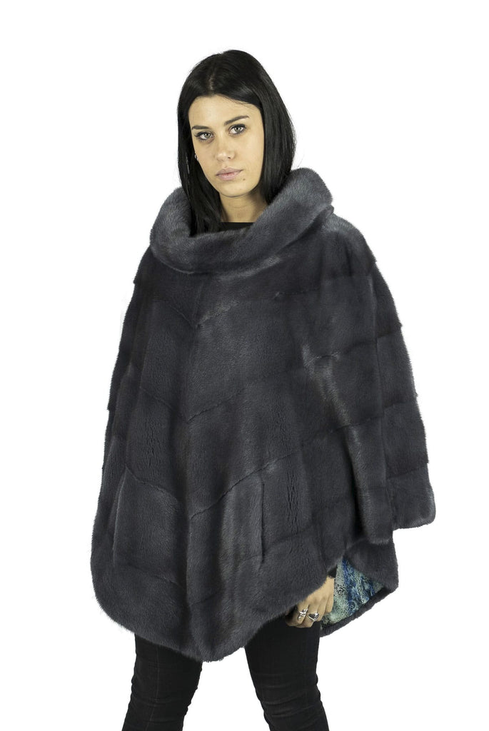 Poncho in Visone Grigio Piombo - Elisabettapanerai