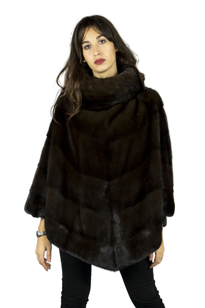 Poncho in Visone Marrone Scuro - Elisabettapanerai